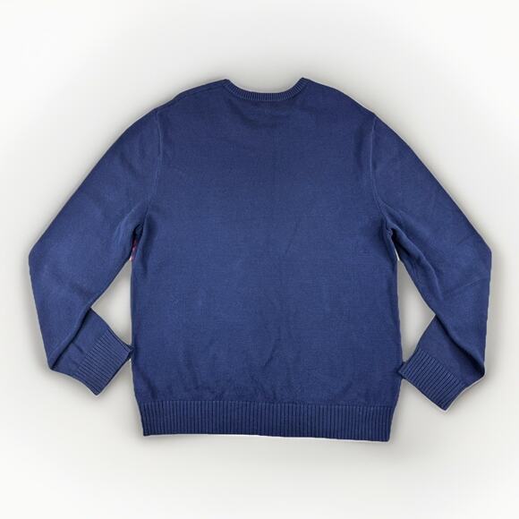 Gap Holiday Snowflake Sweater Mens L Navy Tapestry Red Fair Isle Cotton Nordic - Picture 9 of 11